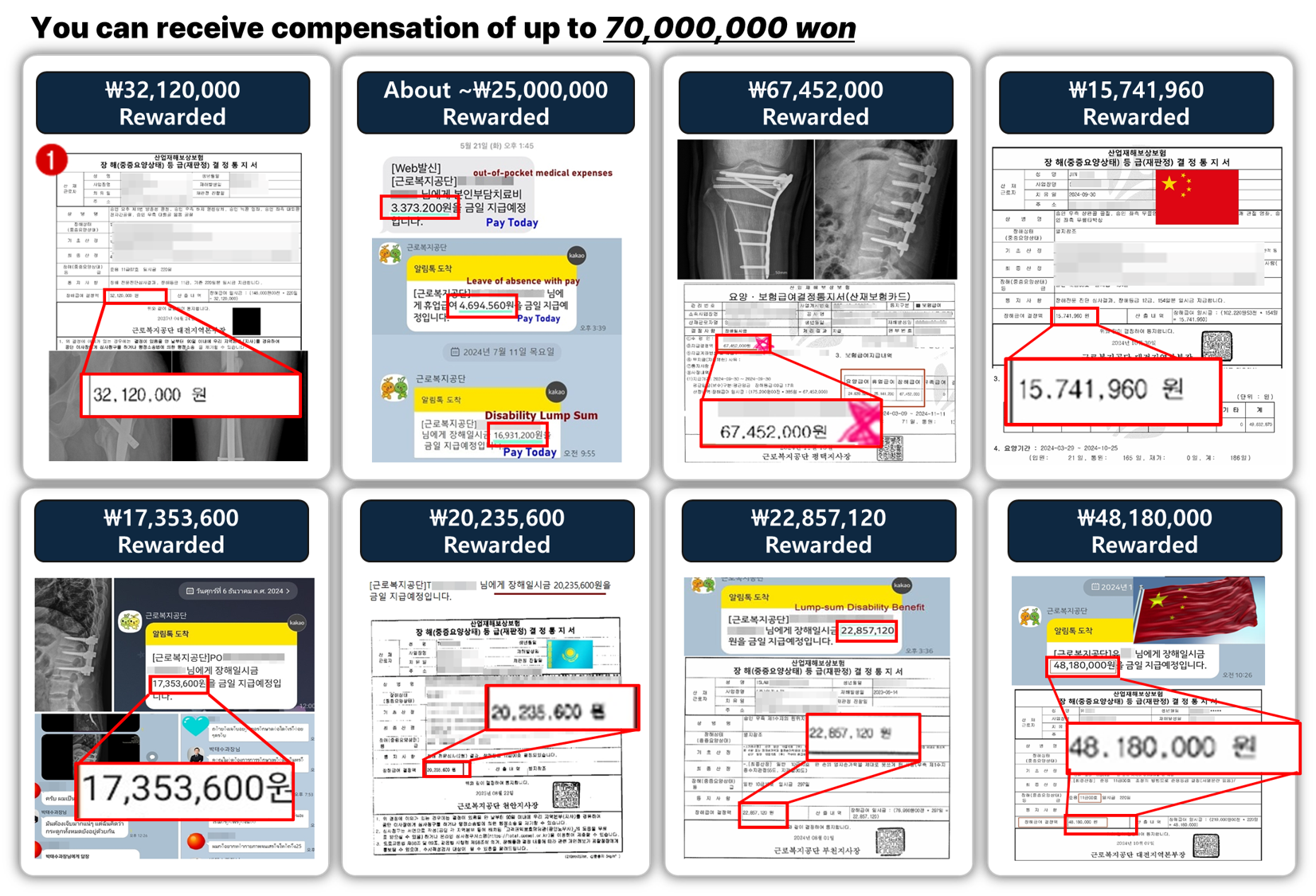 산재승인 및 임금회수 실제사례 - 최대 70,000,000원 보상